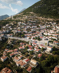 High angle view of townscape against sky