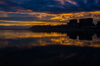 View of city at sunset