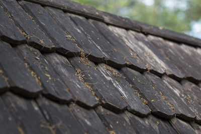 Low angle view of wooden roof