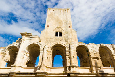 Low angle view of historical building against sky