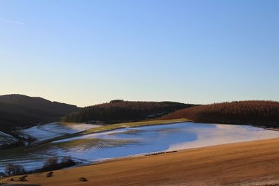 Scenic view of landscape against clear sky