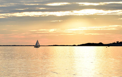 Scenic view of sea at sunset
