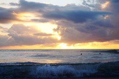 Scenic view of sea against sky during sunset