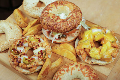 Close-up of burger in plate on table