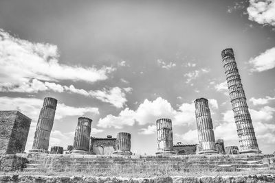 Low angle view of factory against sky