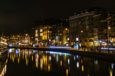 Illuminated buildings at night