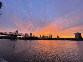 View of city at sunset