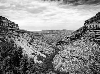 Panoramic view of landscape and mountains against sky