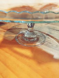 High angle view of glass on table