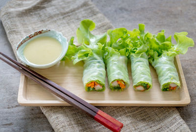 High angle view of food in container