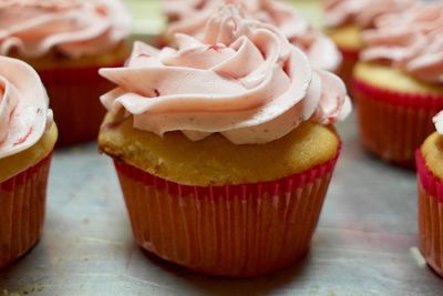 Close-up of cupcakes on table