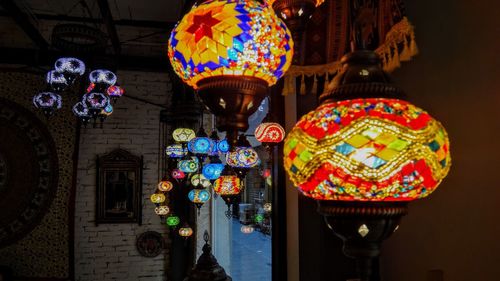 Low angle view of colorful lanterns