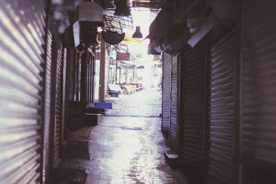 Narrow alley along buildings