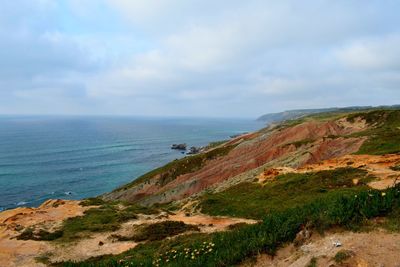 Scenic view of sea and cloudy sky