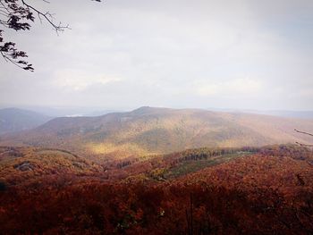 Scenic view of mountains during autumn