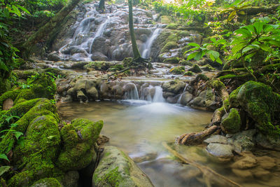 Sanang manora waterfall during summer time, phang nga, thailand