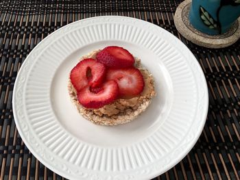 Close-up of dessert served on table