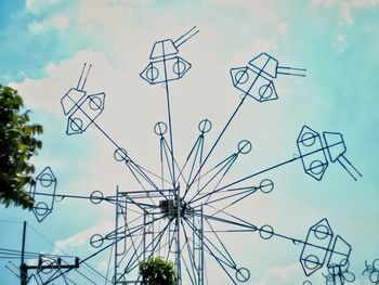 Low angle view of information sign against sky