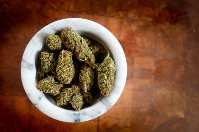 High angle view of plants on table