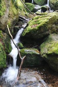 View of waterfall in forest