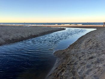 Scenic view of beach against clear sky