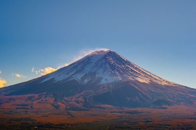 Scenic view of snowcapped mountain against sky