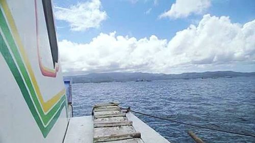 Cropped image of boat in sea