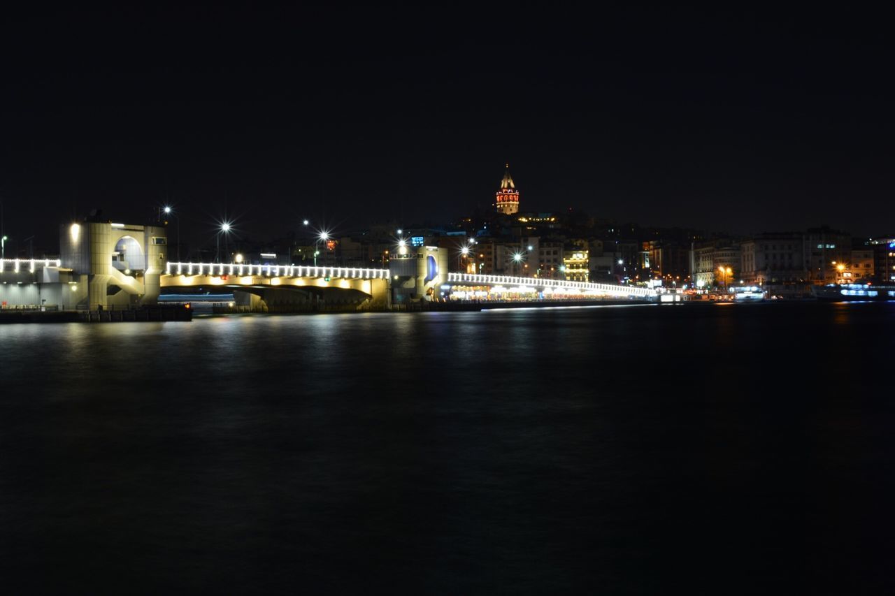 night, illuminated, architecture, building exterior, built structure, water, waterfront, city, clear sky, copy space, reflection, river, travel destinations, cityscape, famous place, sea, travel, dark, sky, capital cities