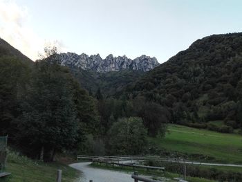 Scenic view of mountains against clear sky