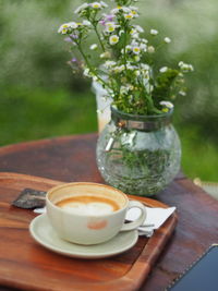 Coffee cup on table