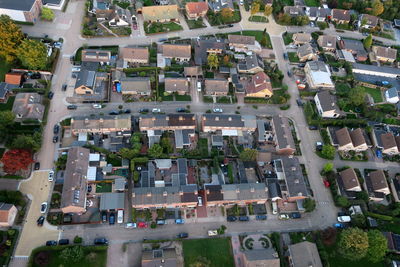 High angle view of buildings in city