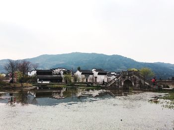 Scenic view of mountains against clear sky