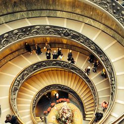 High angle view of spiral stairs