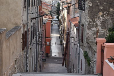 Narrow alley amidst buildings in city