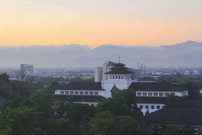 High angle view of buildings in city