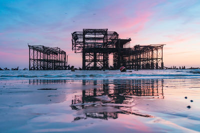 View of pier at sunset