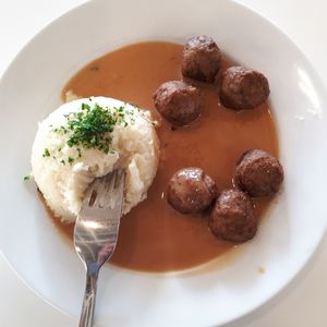 High angle view of dessert in plate