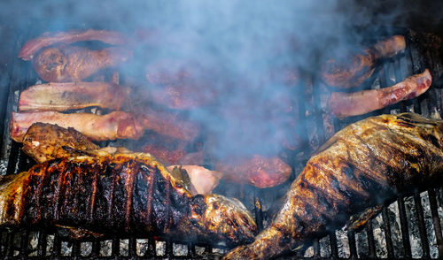 Panoramic shot of barbecue grill