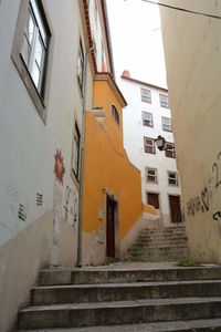 Low angle view of steps against sky