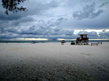 Scenic view of sea against cloudy sky