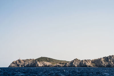 Scenic view of sea with mountains in background