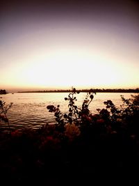 Scenic view of sea against clear sky during sunset
