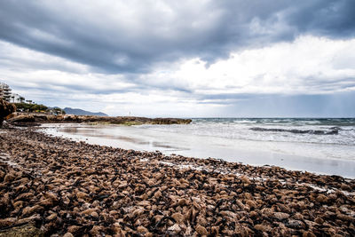 Scenic view of beach against sky