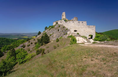 View of fort against clear blue sky