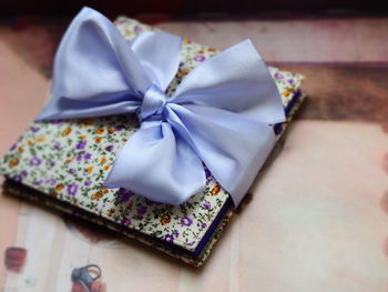 Close-up high angle view of wrapped in paper