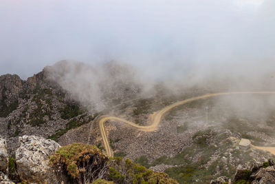 Aerial view of mountains against sky