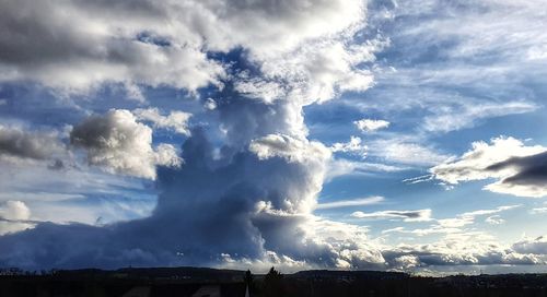 Low angle view of clouds over landscape