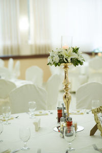 Flower vase on table