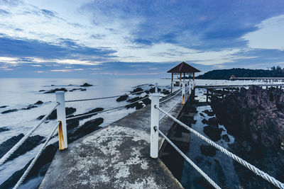 Scenic view of sea against sky during winter