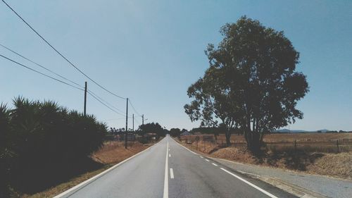 Road by trees against sky